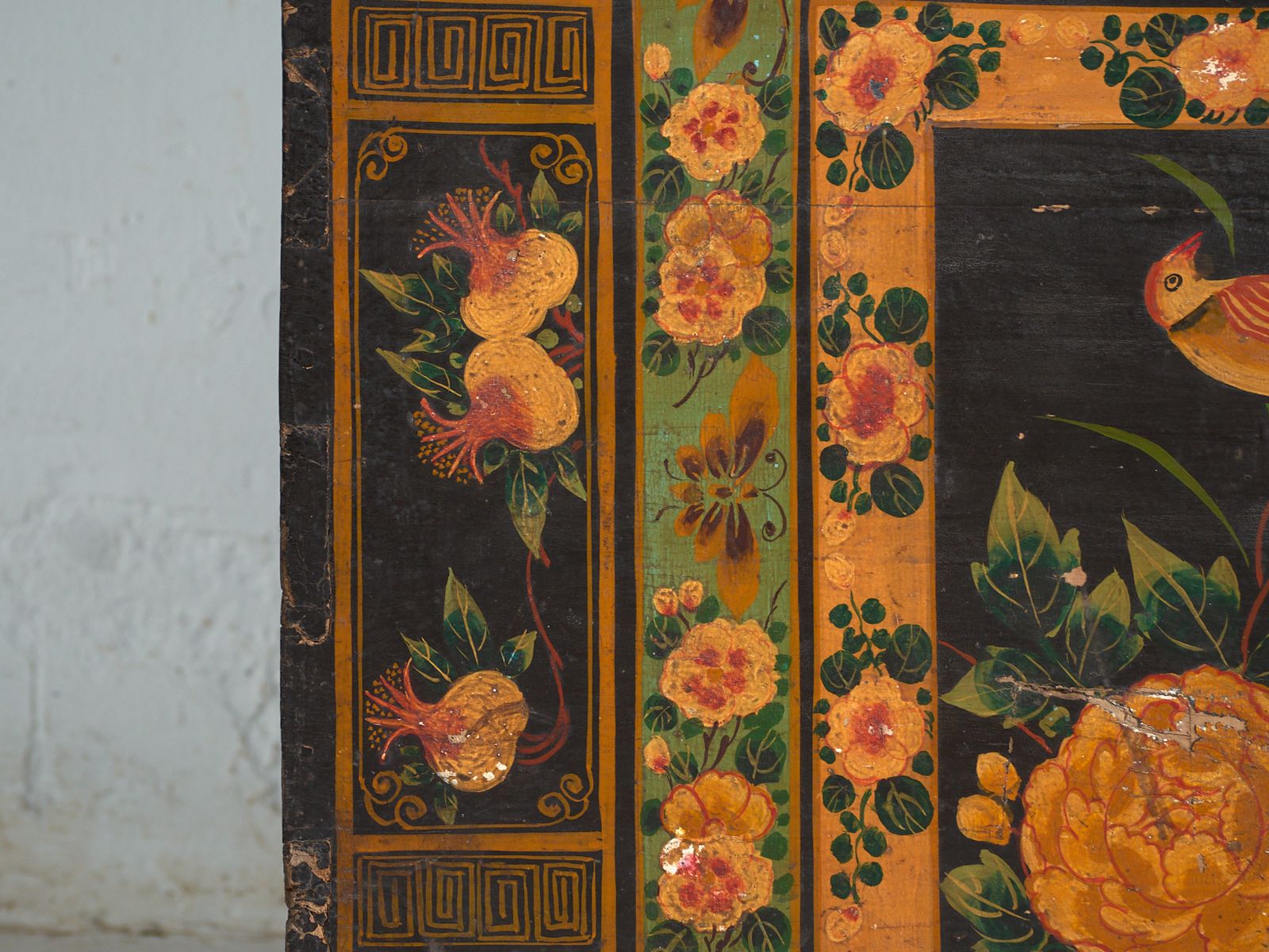 Antique Painted Trunk In Pine Wood – China, Circa 1900 photo vintage