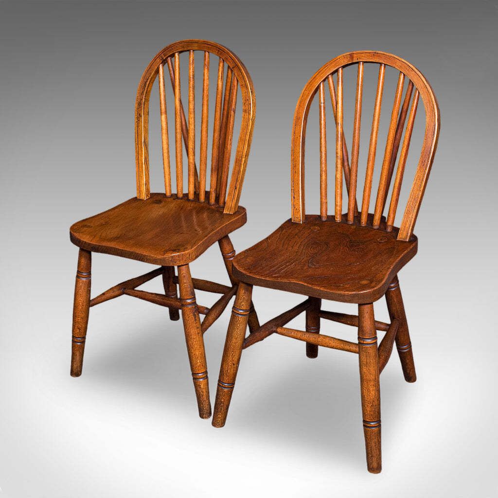 Set Of 4 Side Chairs, English Hoop Back Seats, Wwii, Broad Arrow, Reception Hall photo Furniture