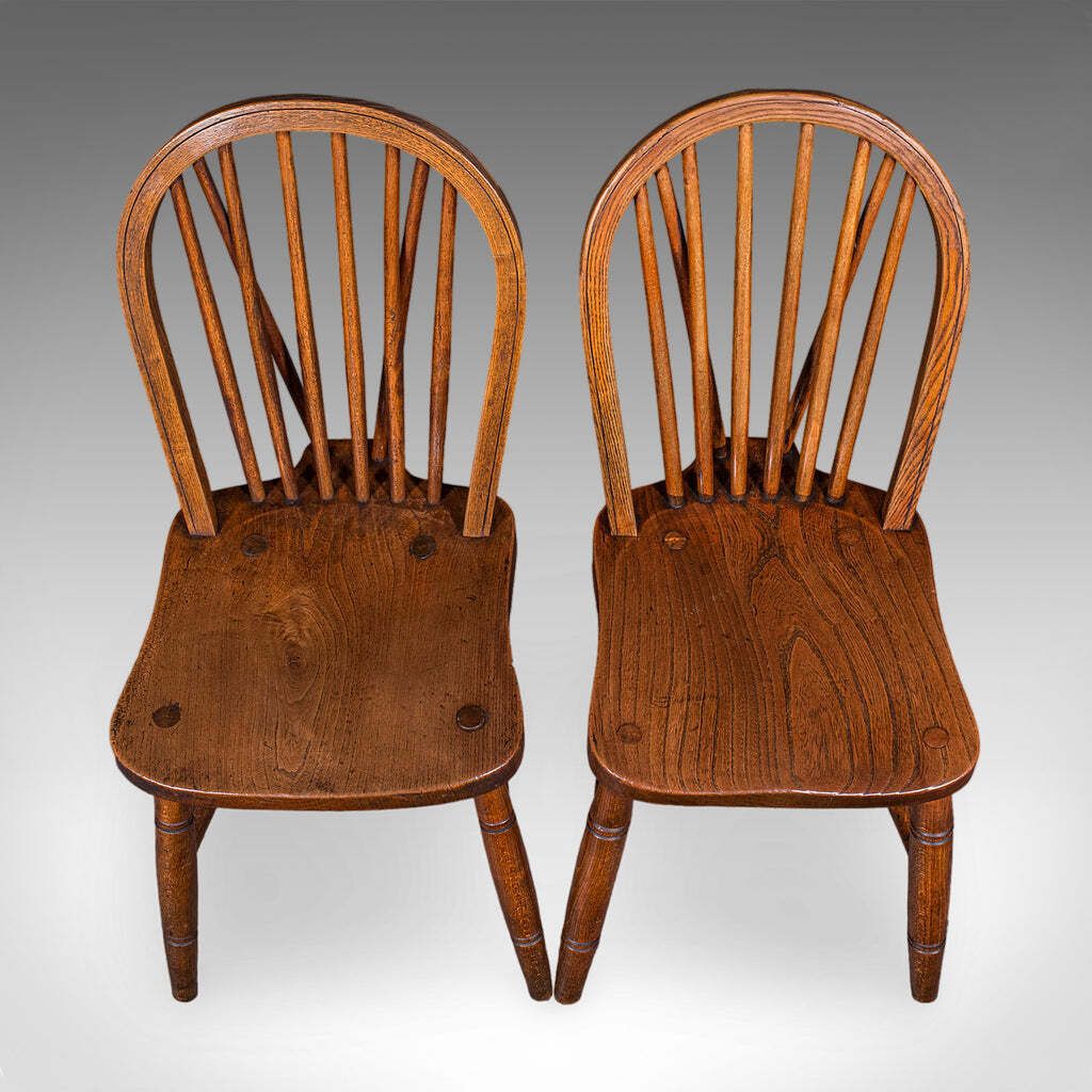 Set Of 4 Side Chairs, English Hoop Back Seats, Wwii, Broad Arrow, Reception Hall photo vintage
