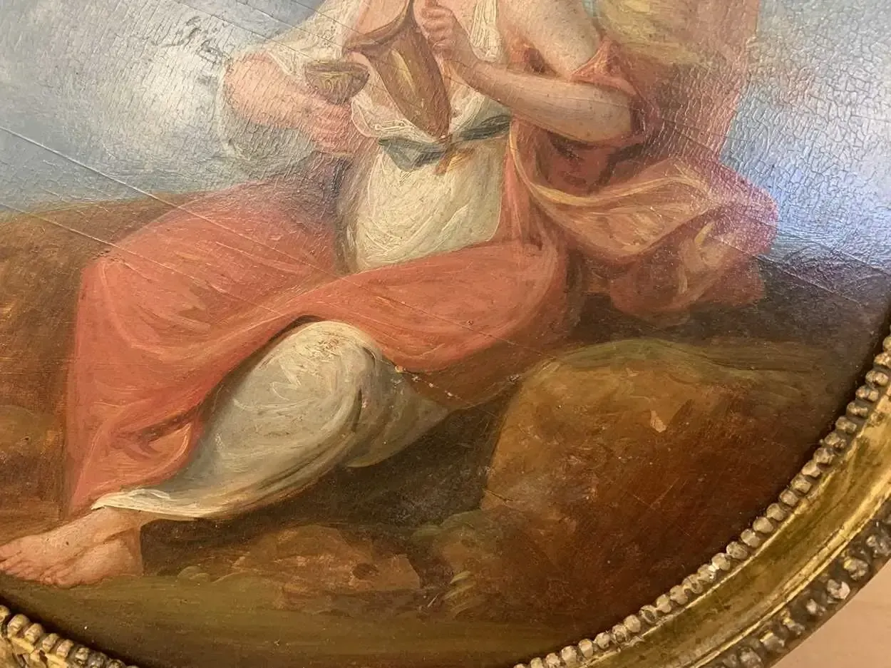 C.1800 Neoclassical Allegorical Oil Painting On Panel | Manner Of Angelica Kauffmann | Temperance photo Art