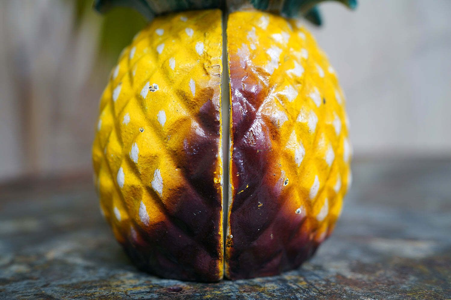 Home Decor A Pair Of Mid 20thc Novelty Cold Painted Cast Metal Bookends In The Form Of A Pineapple C.1960 70 photo