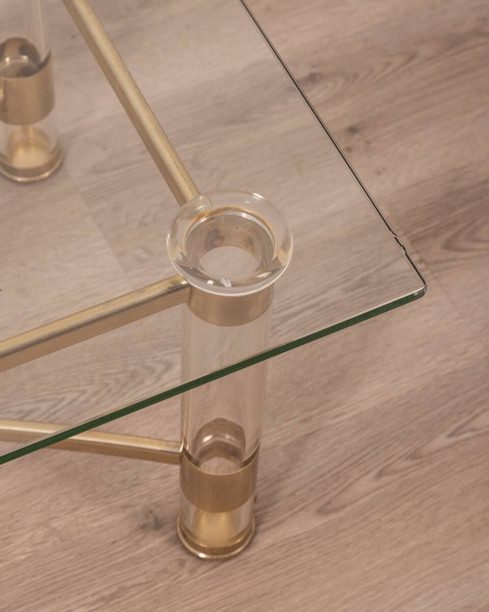 Vintage 70's Table In Brass And Lucite Design By Sandro Petti For Metalarte photo 1806.0