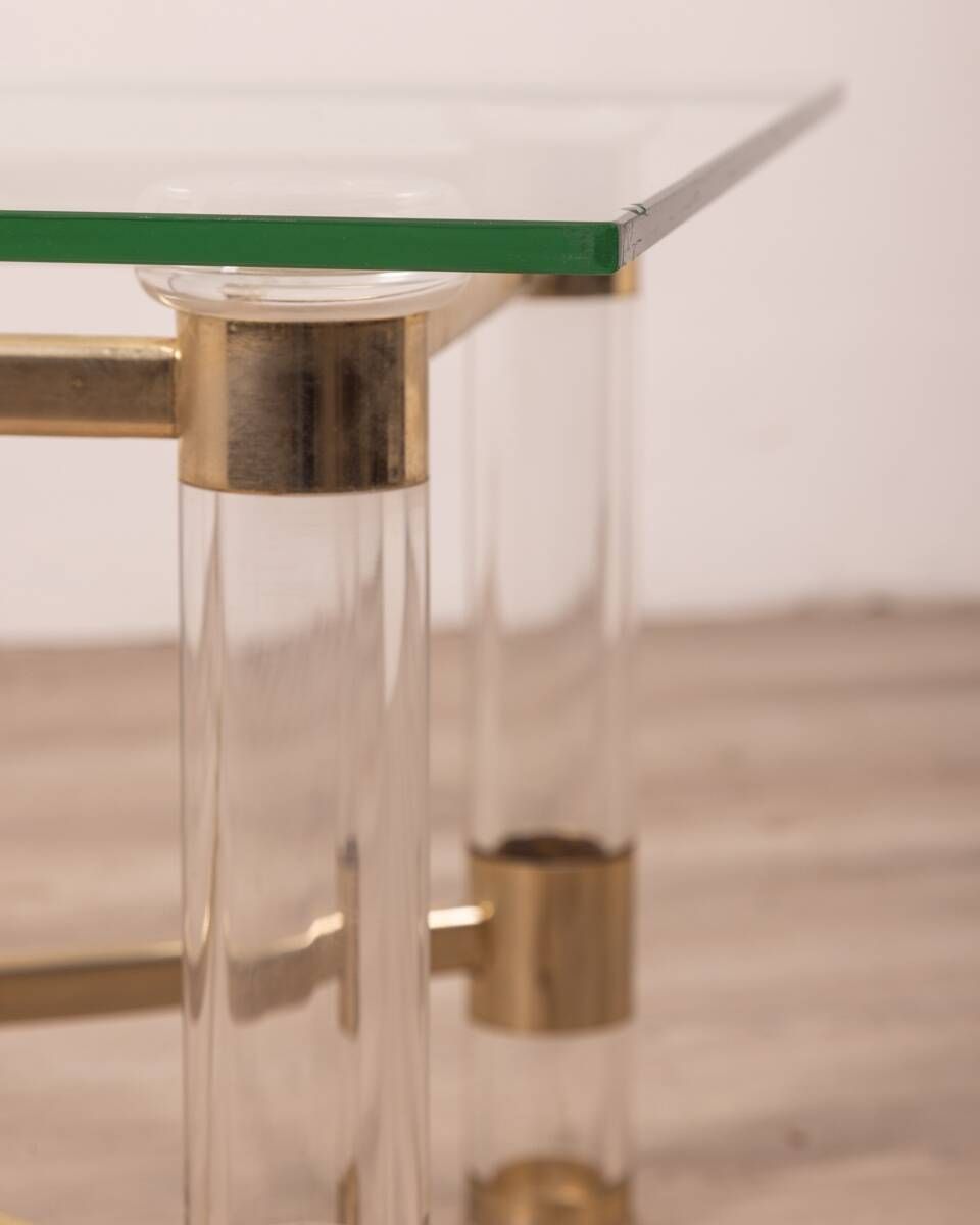 Furniture Vintage 70's Table In Brass And Lucite Design By Sandro Petti For Metalarte photo