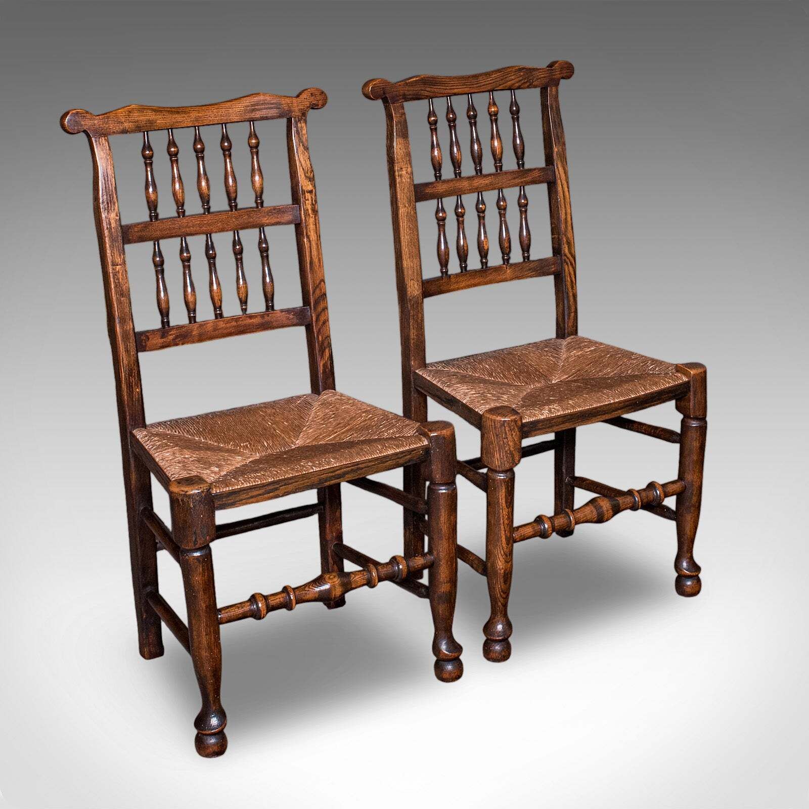 6 Antique Lancashire Dining Chairs, English Beech, Carver, Seat, Edwardian, 1905 photo Furniture
