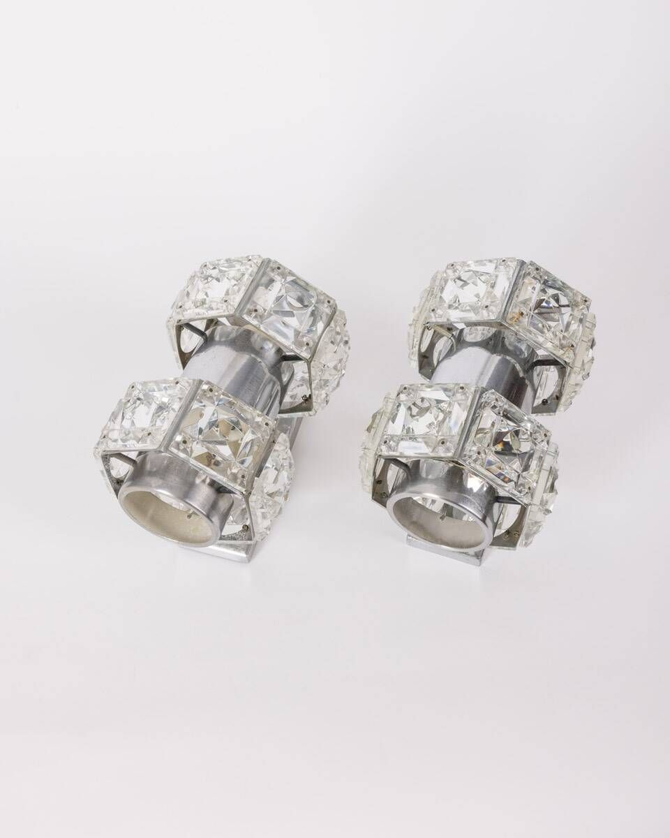 Pair Of Vintage 60s Wall Lamps In Crystal Design Kinkeldey photo furniture