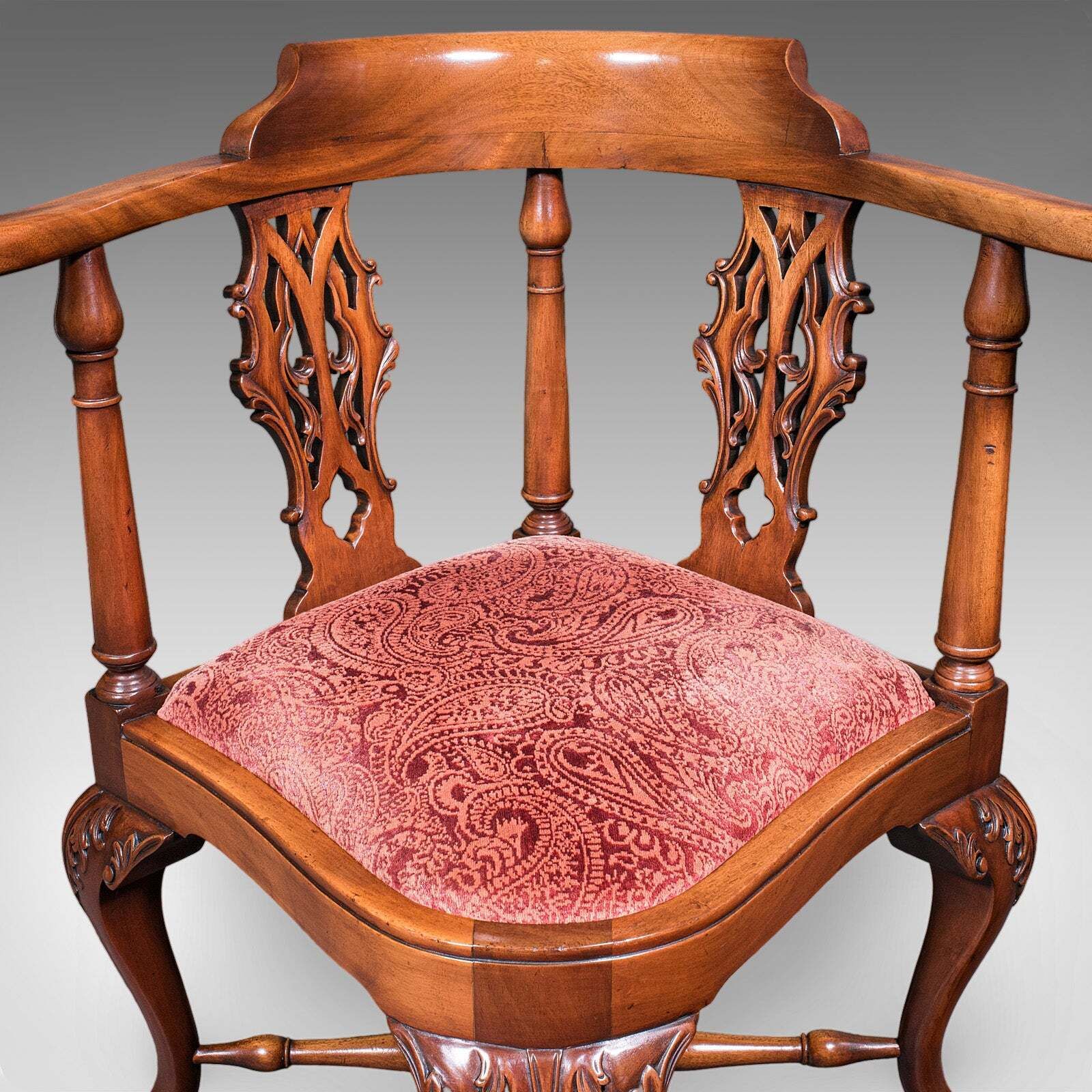 Antique Corner Armchair, English, Dressing Seat, Georgian Revival, Edwardian photo vintage