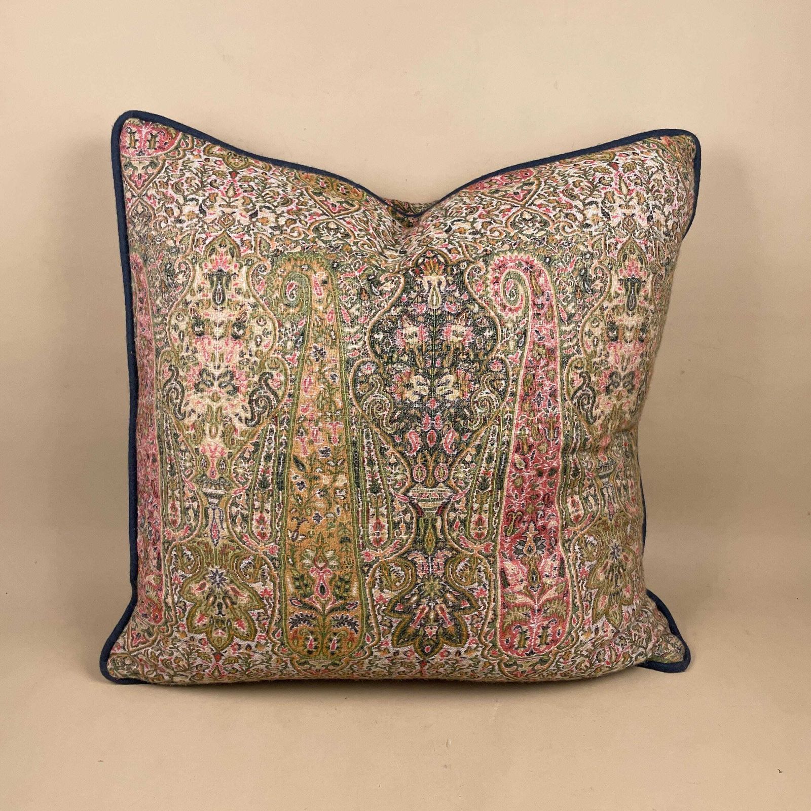 Jacquard Tapestry Cushion Large Feather Filled Blue Piped Edge Floral Boho Throw Pillow Sofa Accent photo furniture