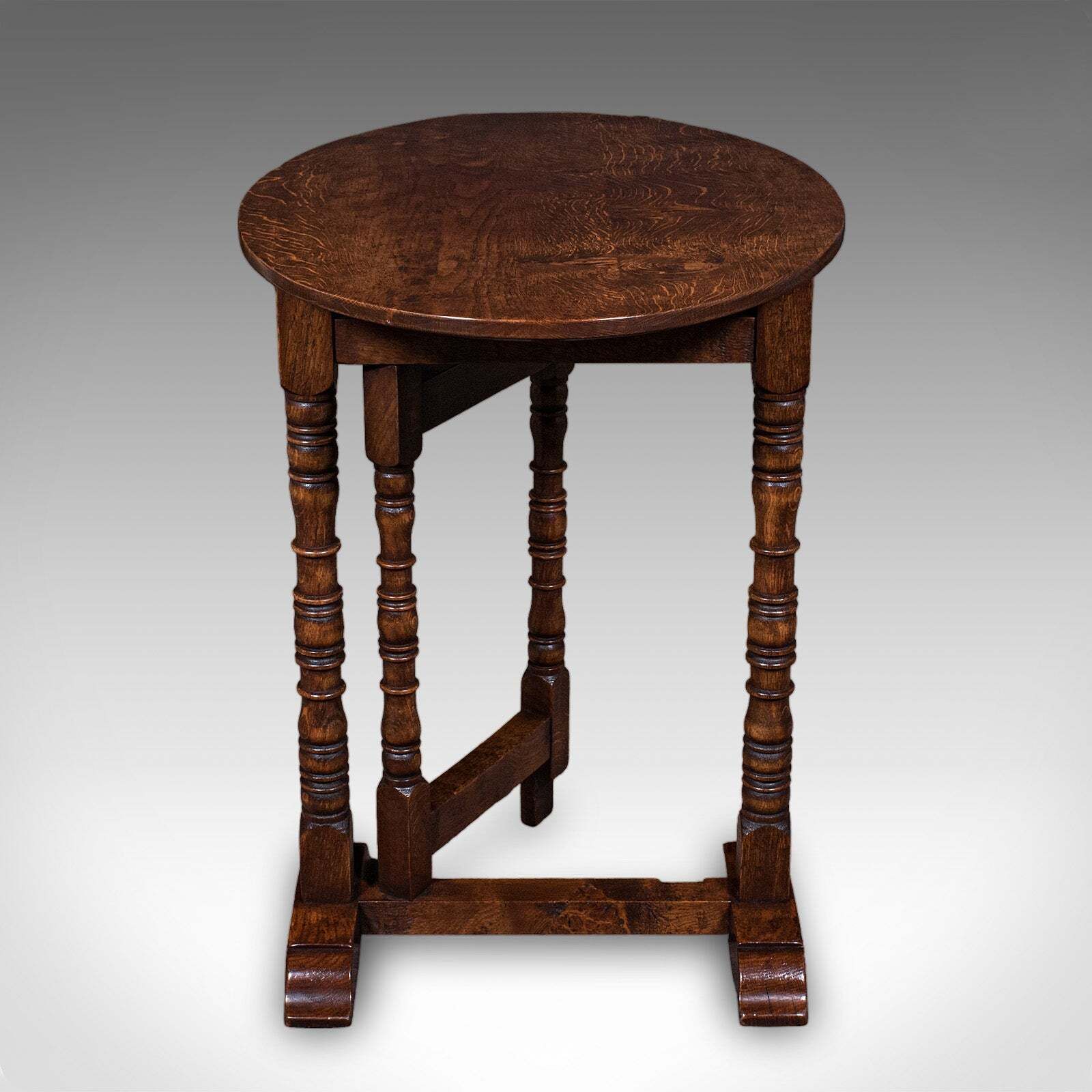 Vintage Folding Oval Occasional Table, English, Gate Leg, Side, Jacobean Revival photo 1320.0