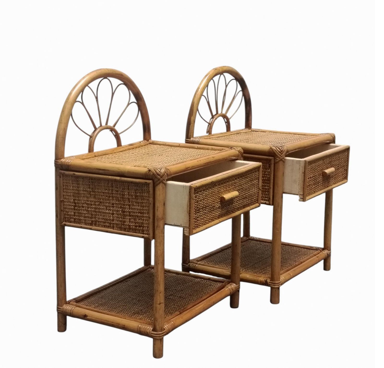 Dal Vera Pair Of Bamboo And Rattan Nightstands, Italy 1960s photo 1239.0