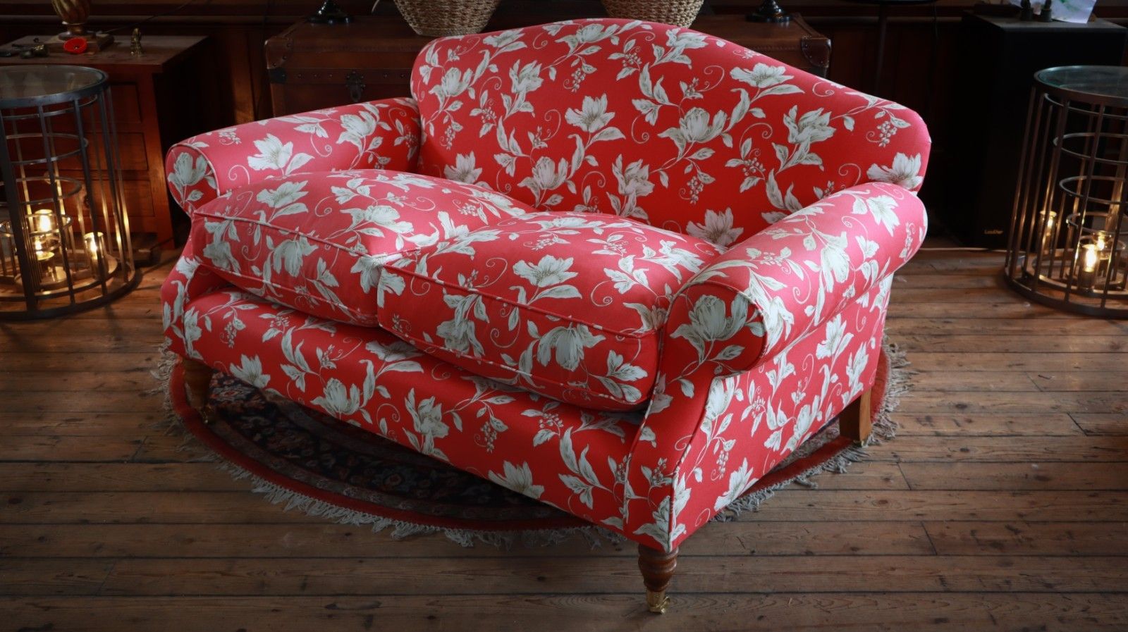 Furniture Beaumont And Fletcher George Smith Style Small 2 Seater Sofa Crimson Floral 🚚 photo