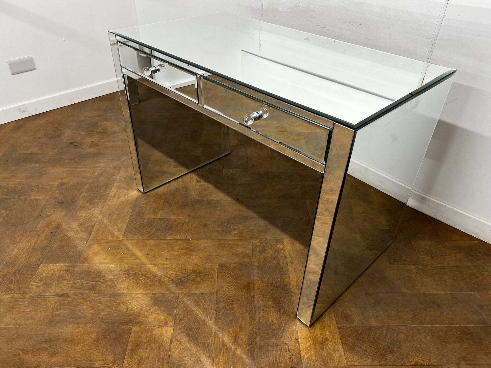 Art Deco Style Glazed Mirrored 2 Drawer Console/Dressing Table photo furniture