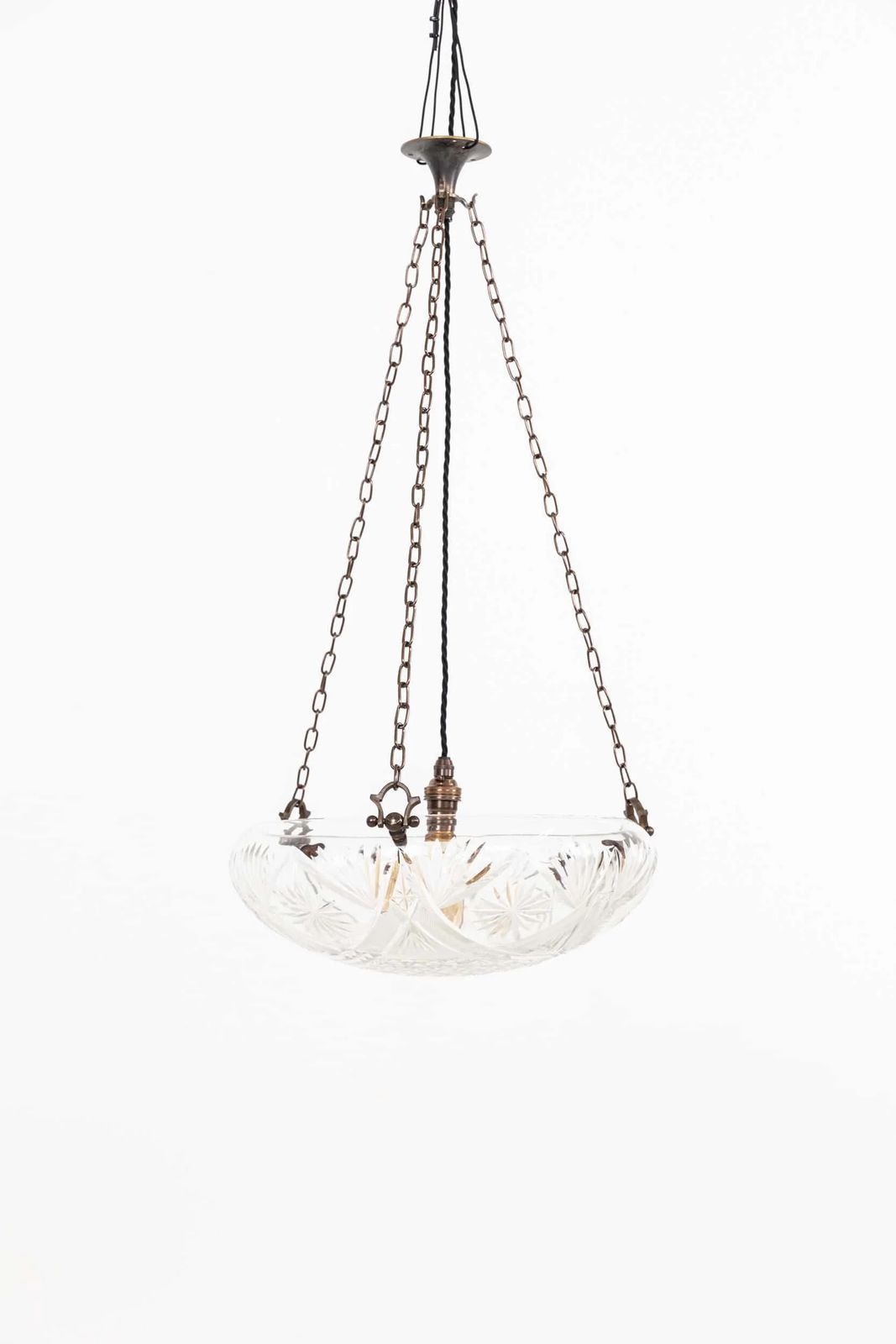 Art Deco Cut Glass Plafonnier Pendant Light