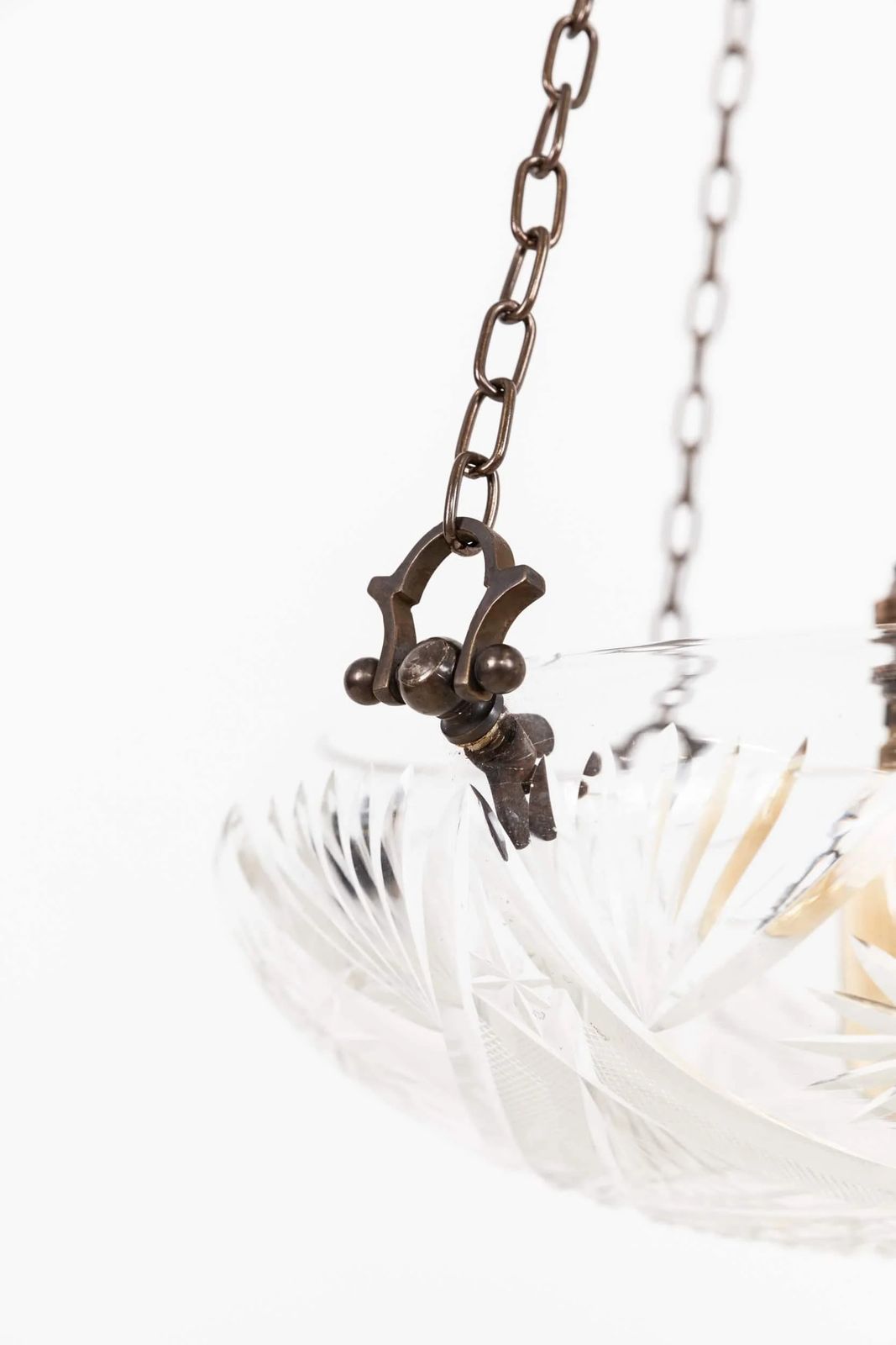 Art Deco Cut Glass Plafonnier Pendant Light photo vintage