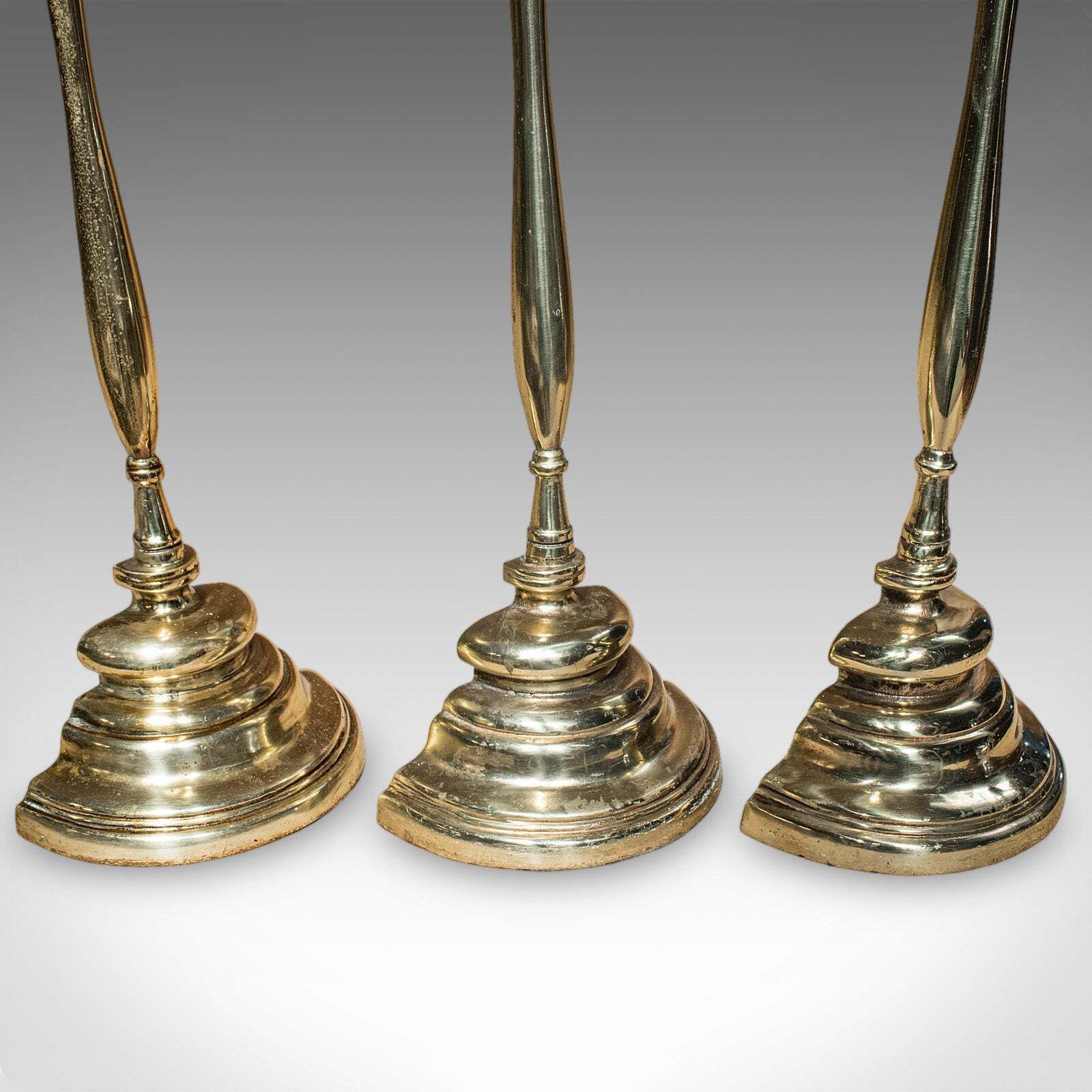 photo for sale Rare Antique Trio Of Door Butlers, English, Brass Doorstop, Edwardian, C.1910