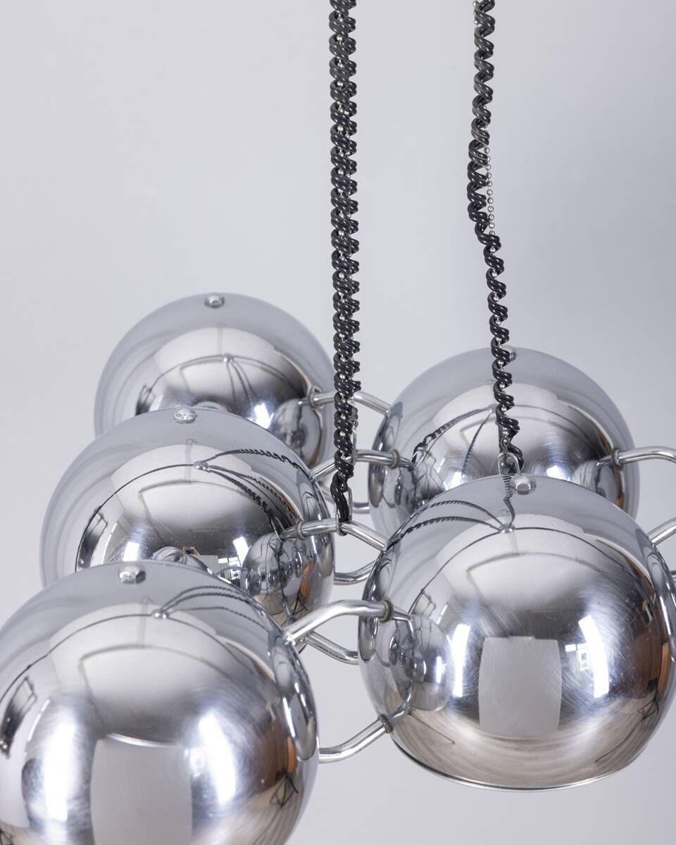 Vintage 1970s Chrome Plated Chandelier Designed By Goffredo Reggiani photo buy