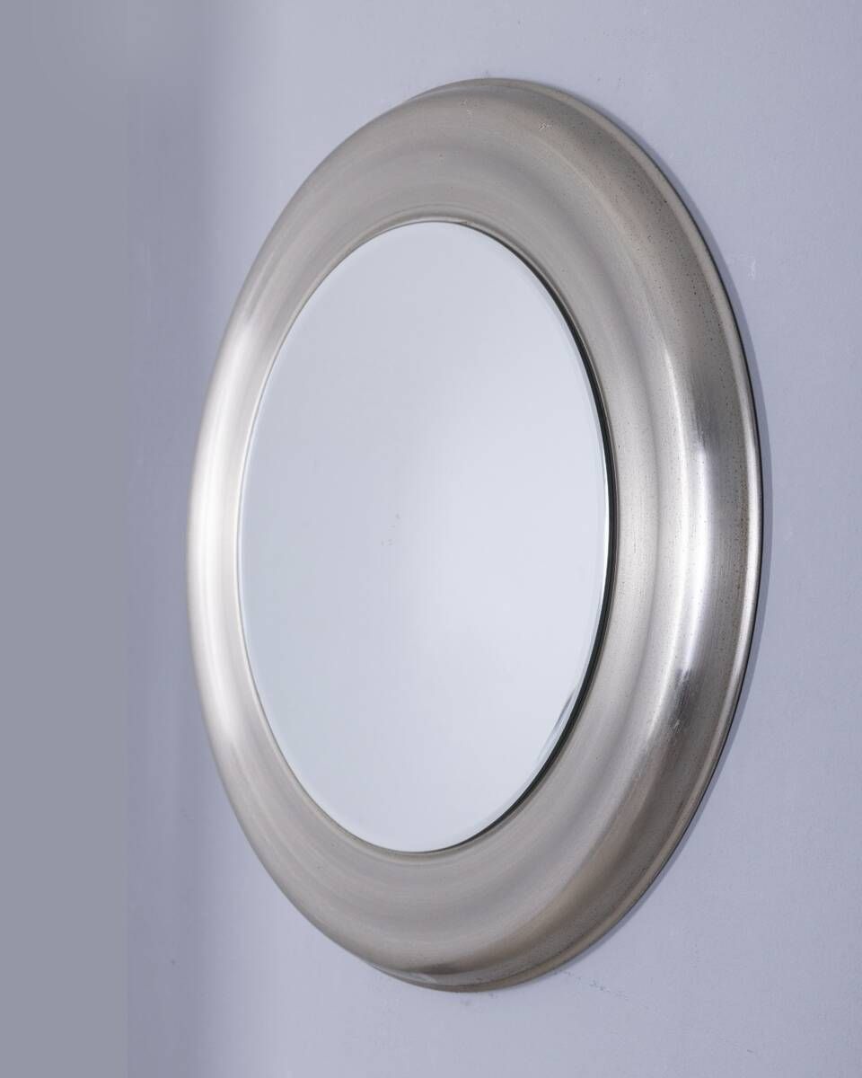Vintage 1960s Round Wall Mirror In Metal By Goffredo Reggiani photo vintage