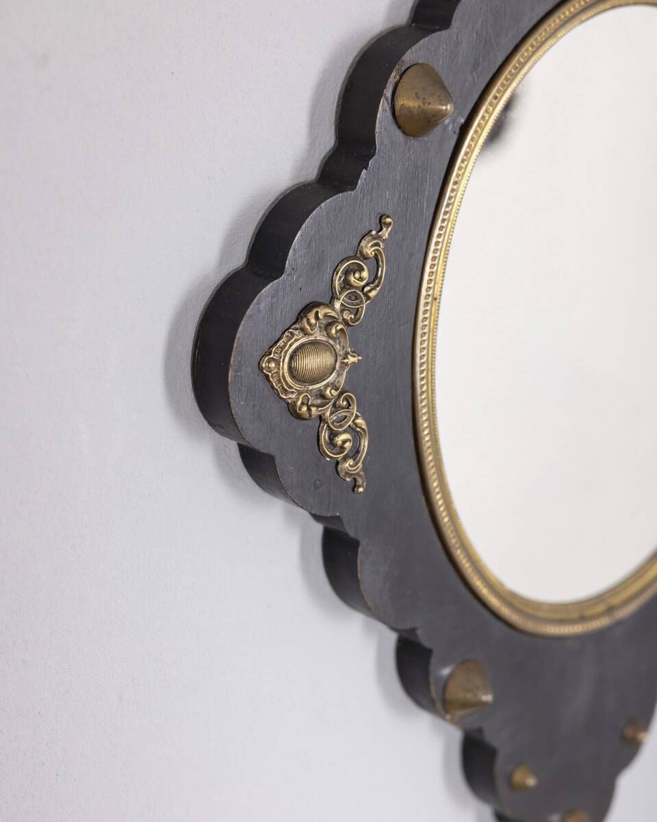 Antique Italian Design Wood And Bronze Wall Mirror photo 449.0