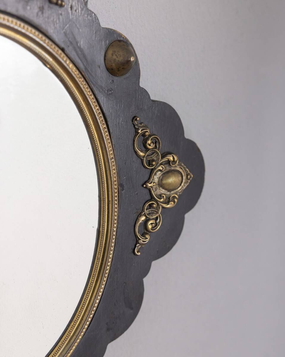 Antique Italian Design Wood And Bronze Wall Mirror photo vinterior