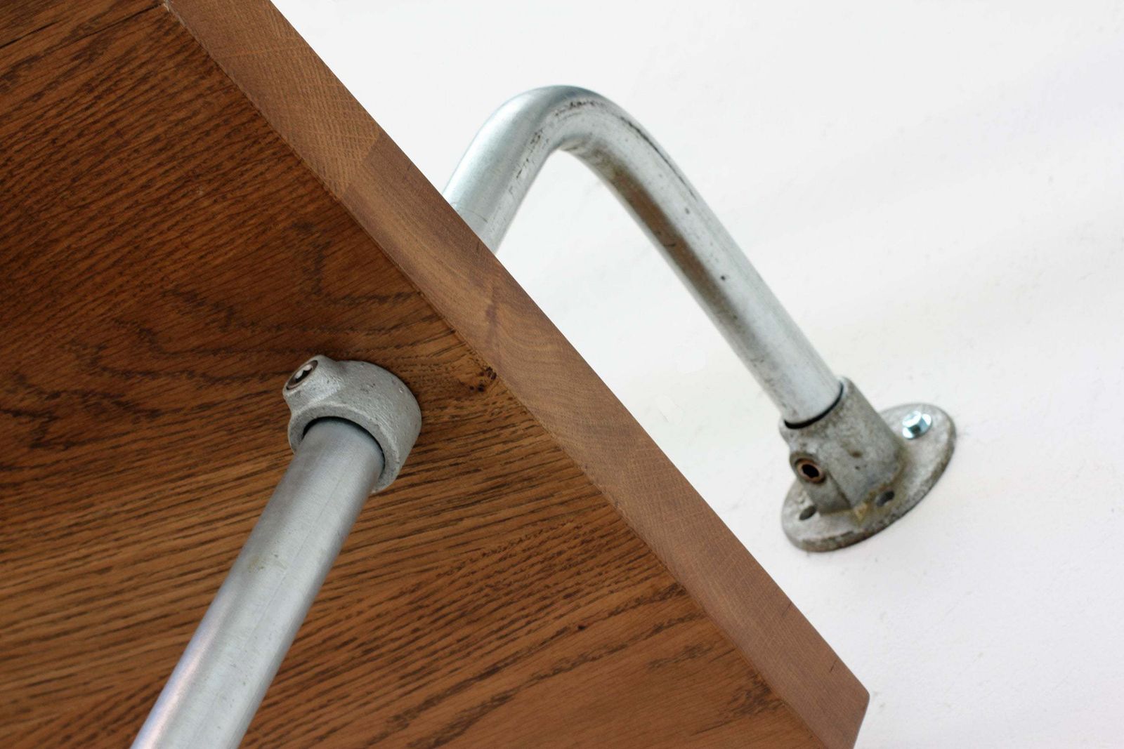 Struan Bent Galvanised Steel Pipe And Premium Oak Bookcase   Bespoke Industrial Furniture photo furniture