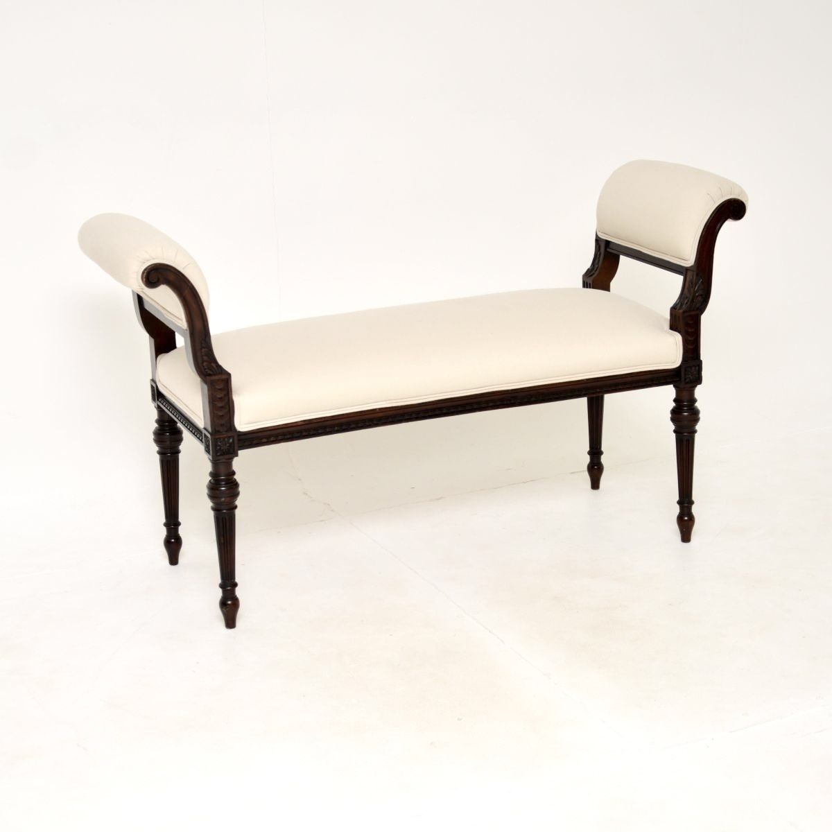 Antique Victorian Carved Mahogany Bench / Stool By Waring And Gillows