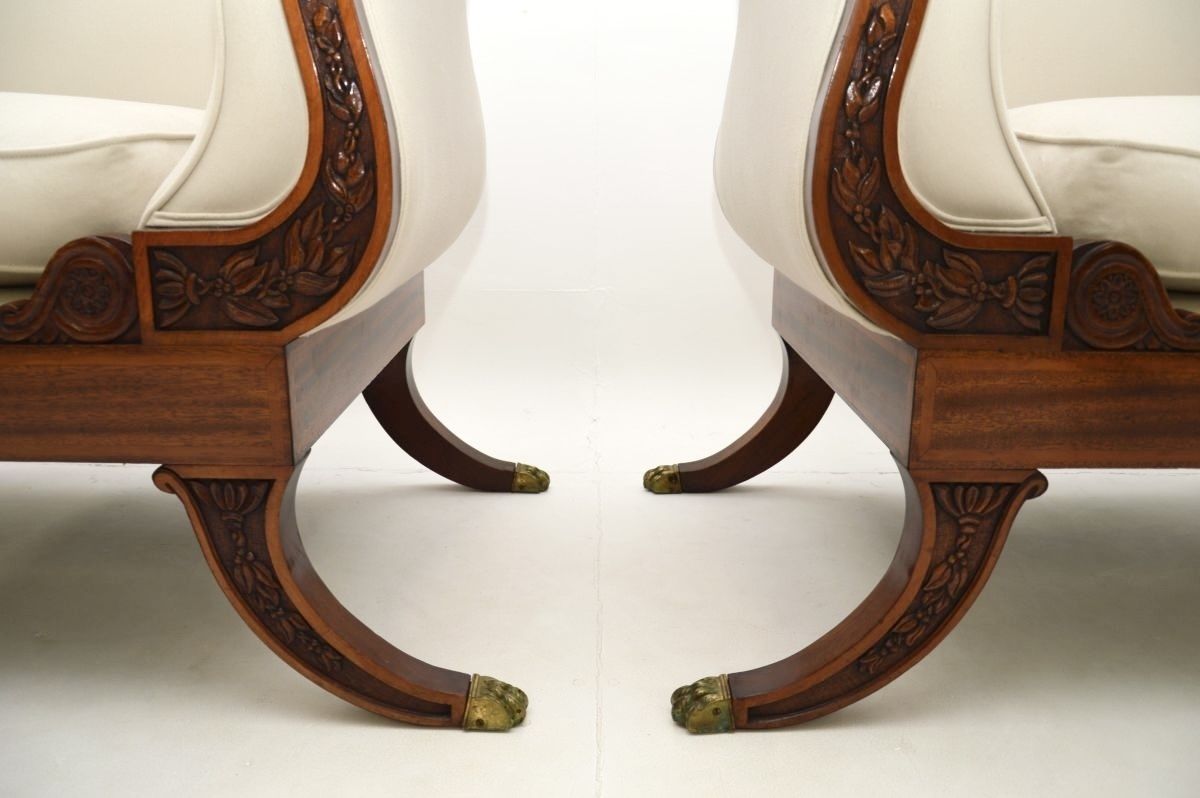 Furniture Pair Of Large Antique Regency Style Mahogany Armchairs photo