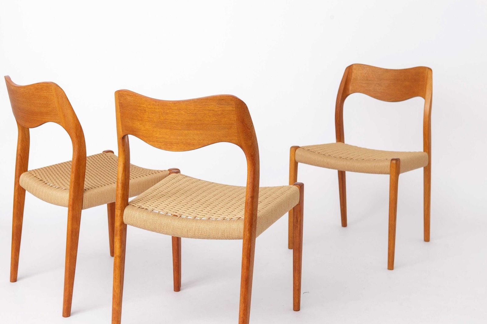 photo furniture Set Of 6 Niels Otto Møller Model 71 Dining Chairs, 1960s, Danish Mid Century Teak Chairs With Danish Cord Seats, Scandinavian Design
