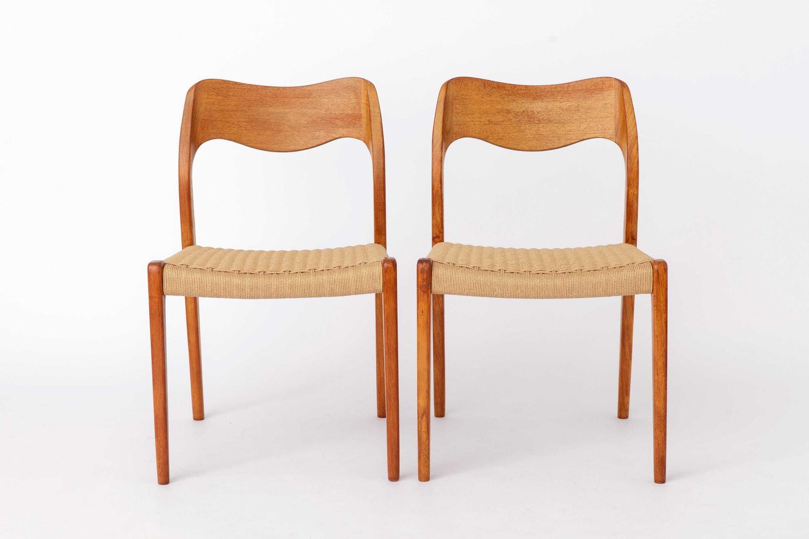 3099.0 Set Of 6 Niels Otto Møller Model 71 Dining Chairs, 1960s, Danish Mid Century Teak Chairs With Danish Cord Seats, Scandinavian Design photo
