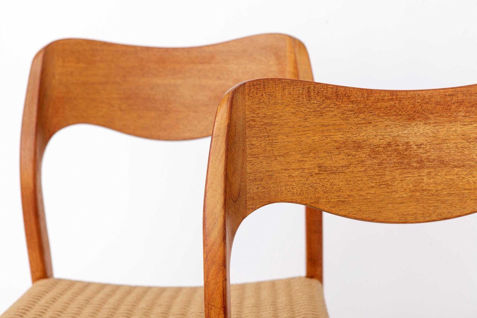 photo vinterior Set Of 6 Niels Otto Møller Model 71 Dining Chairs, 1960s, Danish Mid Century Teak Chairs With Danish Cord Seats, Scandinavian Design
