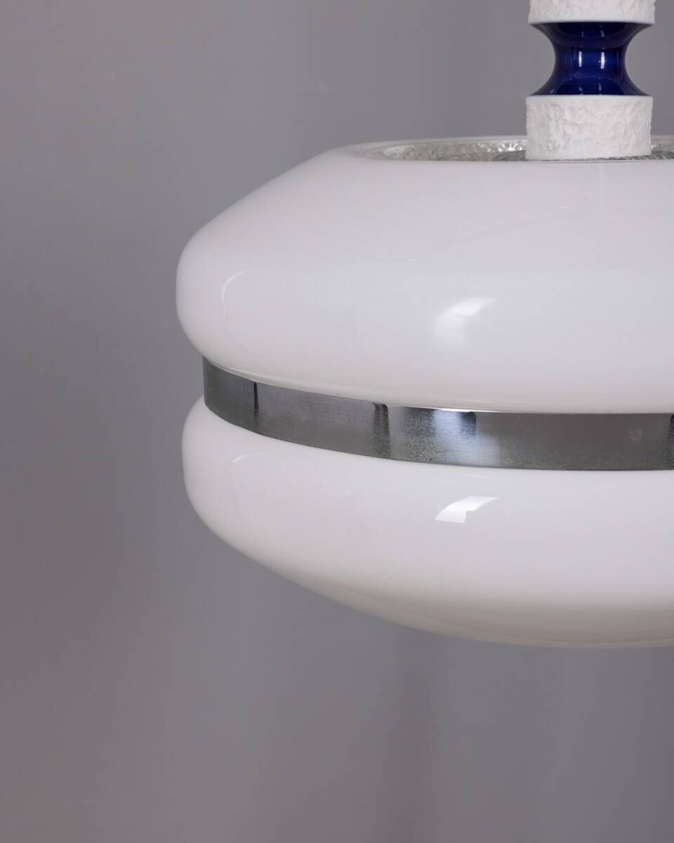 Vintage 1970s White Plastic Chandelier, Italian Design photo vintage