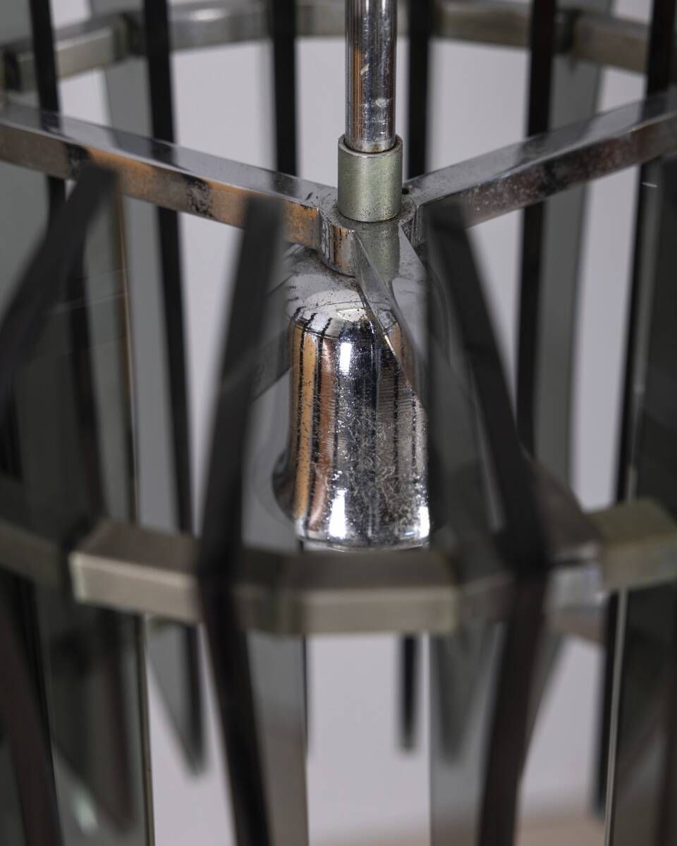 Vintage 1960s Chandelier In Metal And Smoked Glass By Veca Design photo 657.0