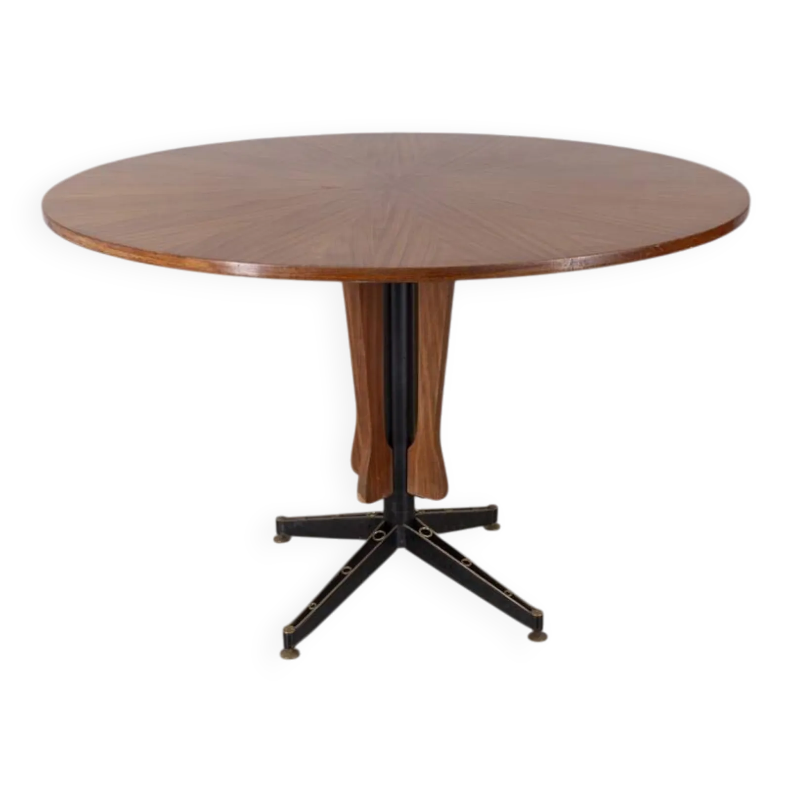 Vintage Wooden Round Table From 1960s Designed By Carlo Ratti For Lissoni