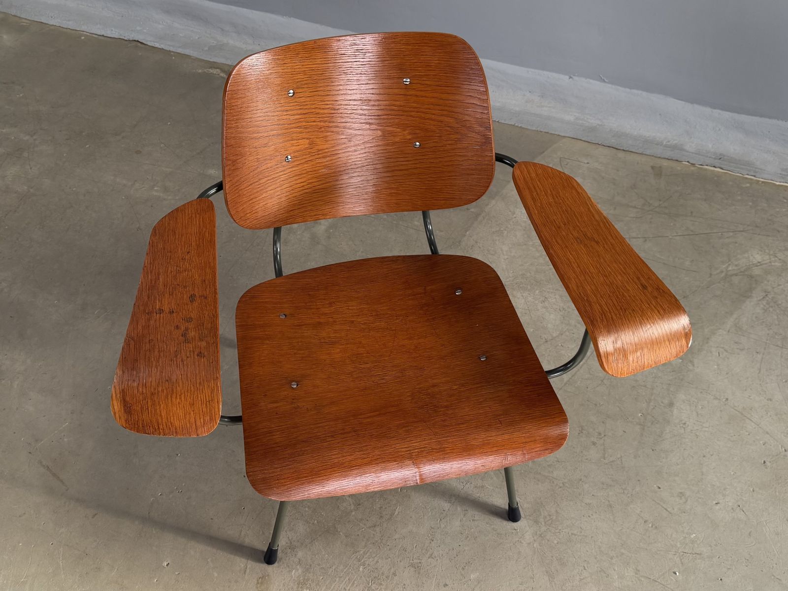 Rare Dutch Modernist Armchair Attributed To Tjerk Reijenga | Bent Plywood & Steel | C.1960s photo 495.0