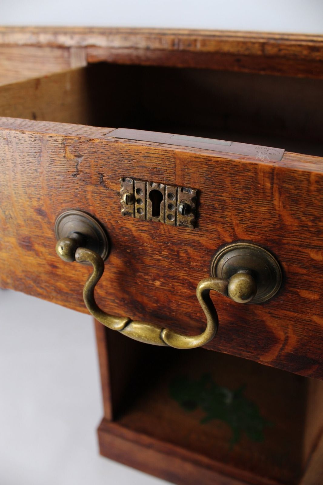 Slim Edwardian Oak Desk, 1910s photo Furniture