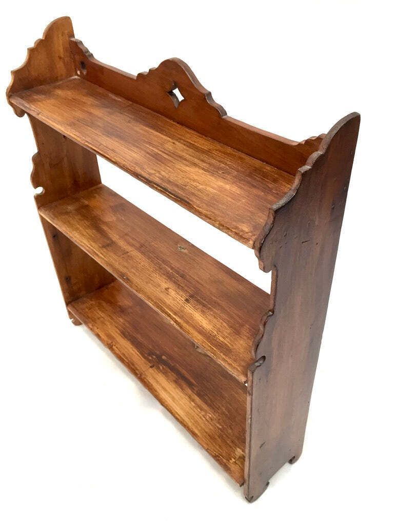Antique Wooden Arts & Crafts 1920s Wall Hanging Shelf Display Unit / Open Back photo 110.0