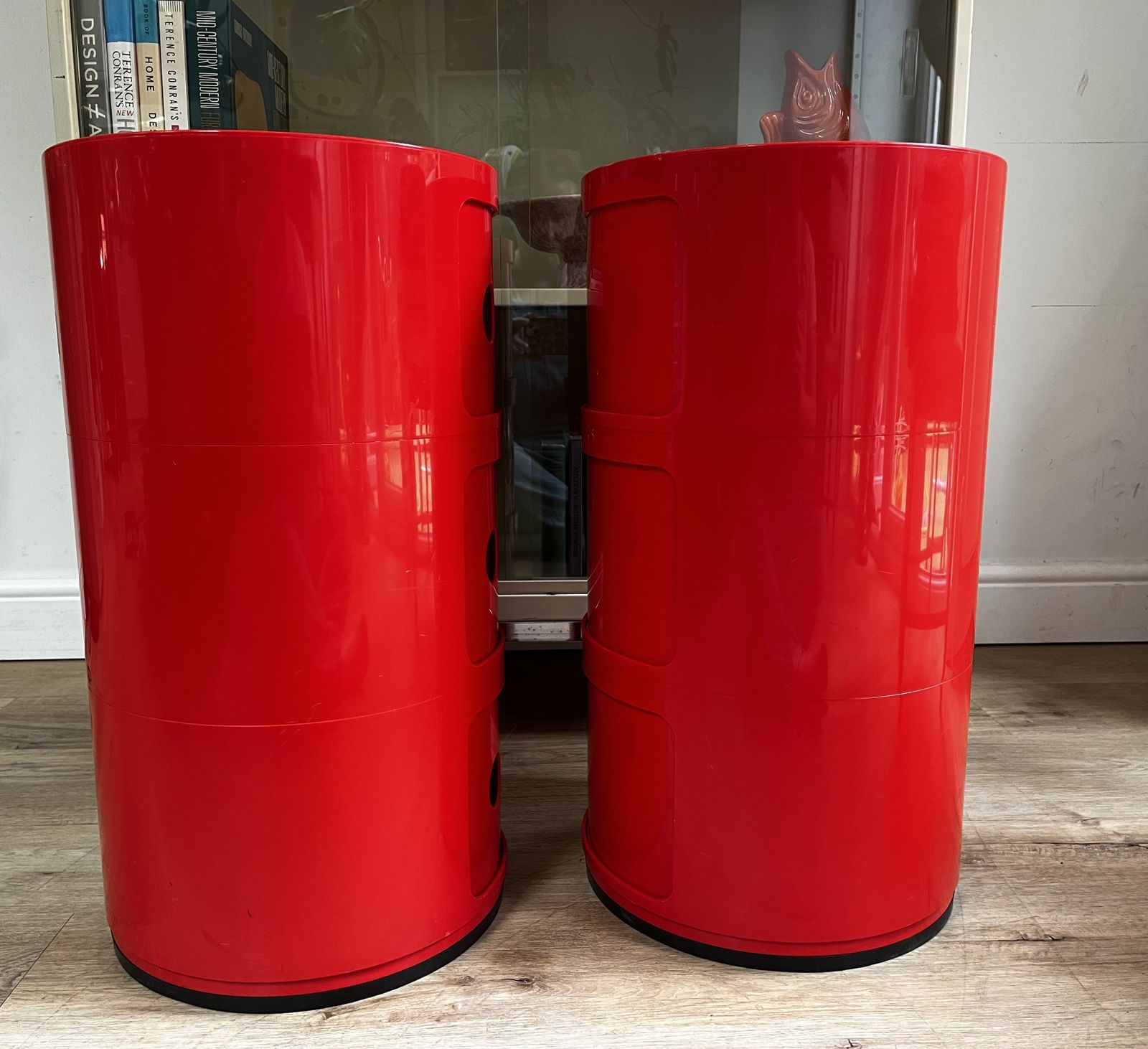2 4967 Mcm Kartell Componibili 3 Tier Red Storage Bedside Units By Anna Castelli photo 250.0