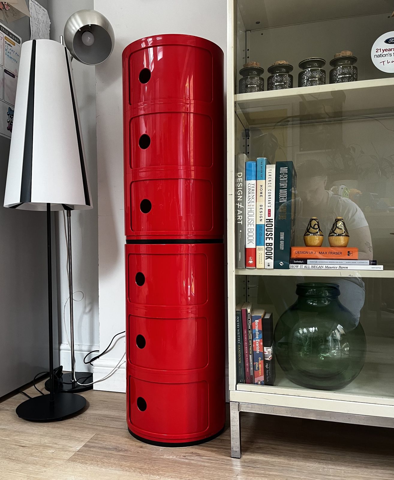 Furniture 2 4967 Mcm Kartell Componibili 3 Tier Red Storage Bedside Units By Anna Castelli photo