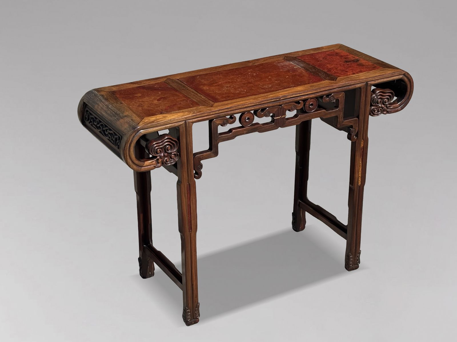 Furniture Late 19th Century Chinese Hongmu & Amboyna Altar Table photo