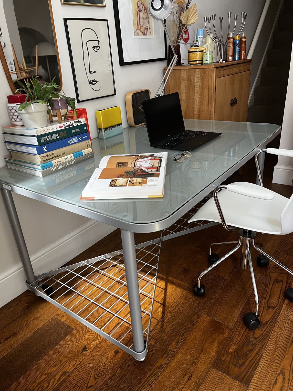 Vintage 1990’s Steel & Glass Ikea Moment Desk Designed By Neils Gammelgaard photo vinterior