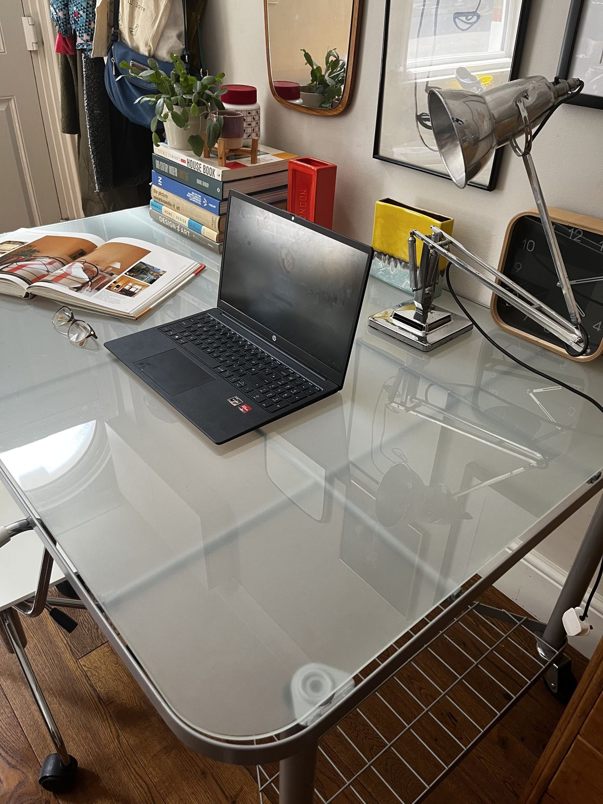260.0 Vintage 1990’s Steel & Glass Ikea Moment Desk Designed By Neils Gammelgaard photo
