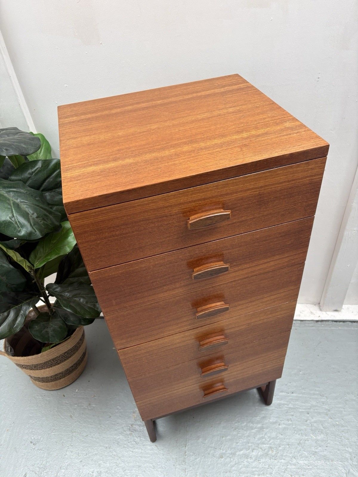 Mcm G Plan Quadrille Teak Tallboy Chest Of 6 Drawers photo 375.0