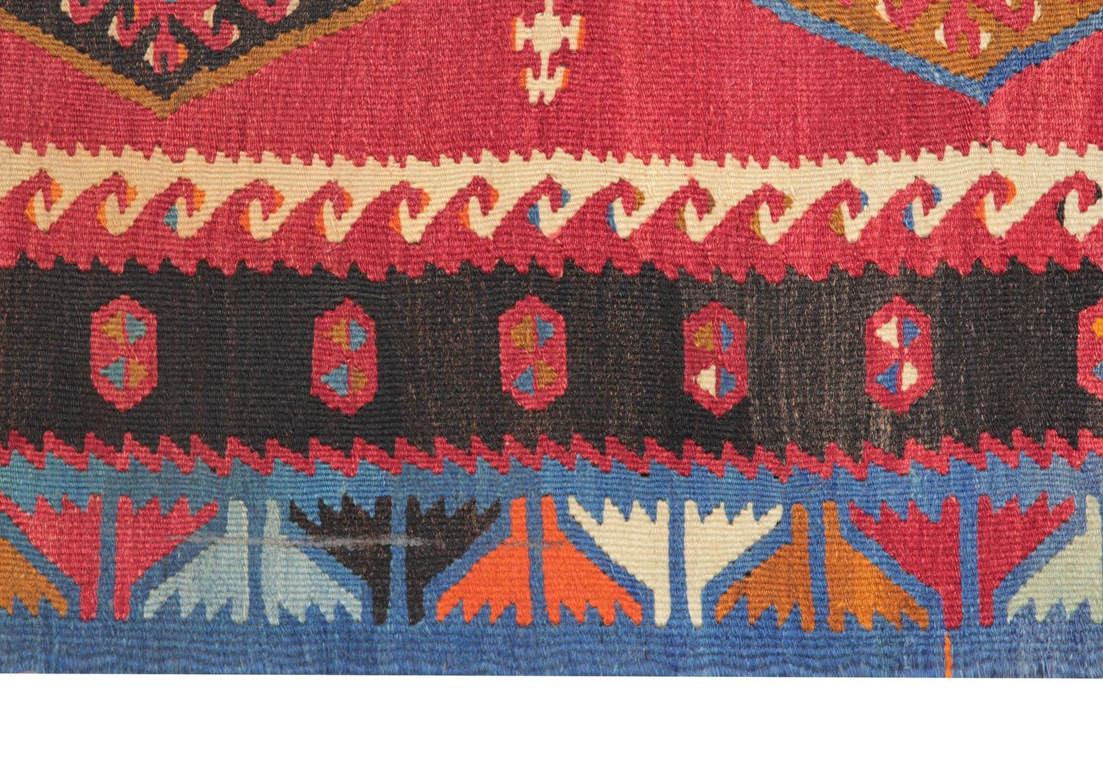 Antiek Turks kilimkleed rood multicolour tribaal medaillon flatweave tapijt 1940 photo for sale
