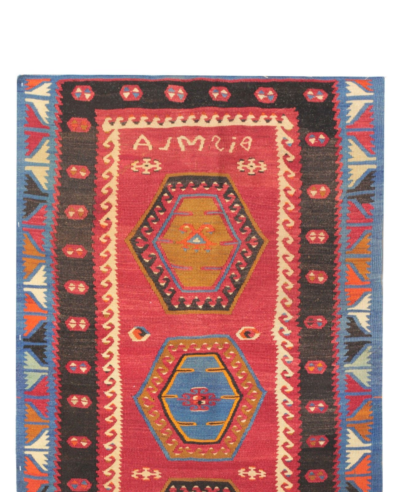 Antique Turkish Kilim Rug Red Multicolour Tribal Medallion Flatweave Carpet 1940 photo buy