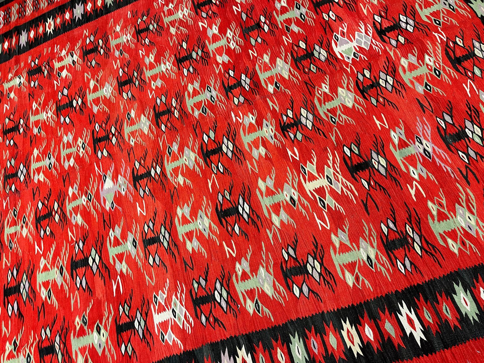 Antiek kilim tapijt, Turks handgemaakt vloerkleed, platgeweven, rood geometrisch tapijt photo 5760.0