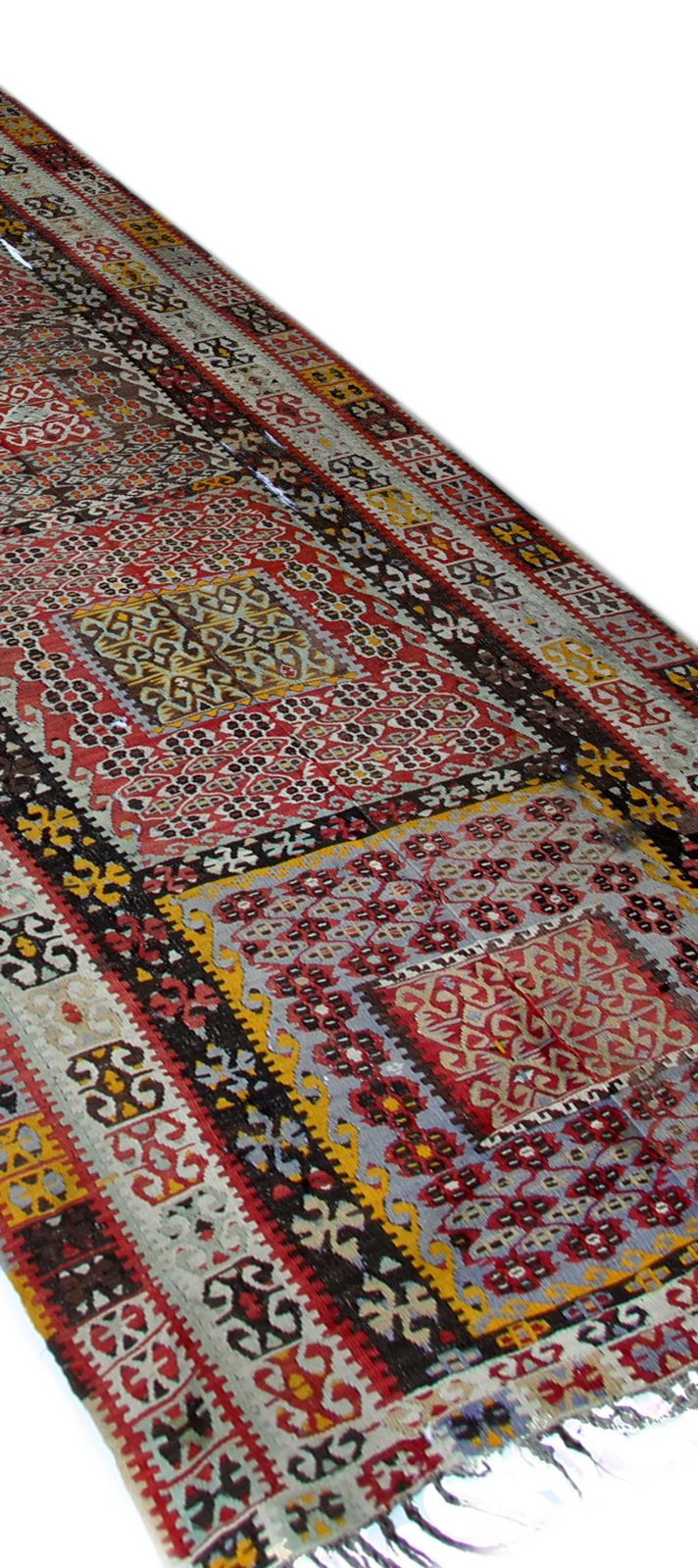 Tapis de couloir kilim turc d'époque, fait main, motifs tribaux traditionnels photo furniture