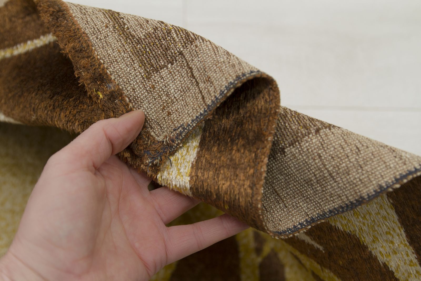 photo vinterior Abstract Modern Wall Tapestry In Brown & Gold, 1960s Vintage