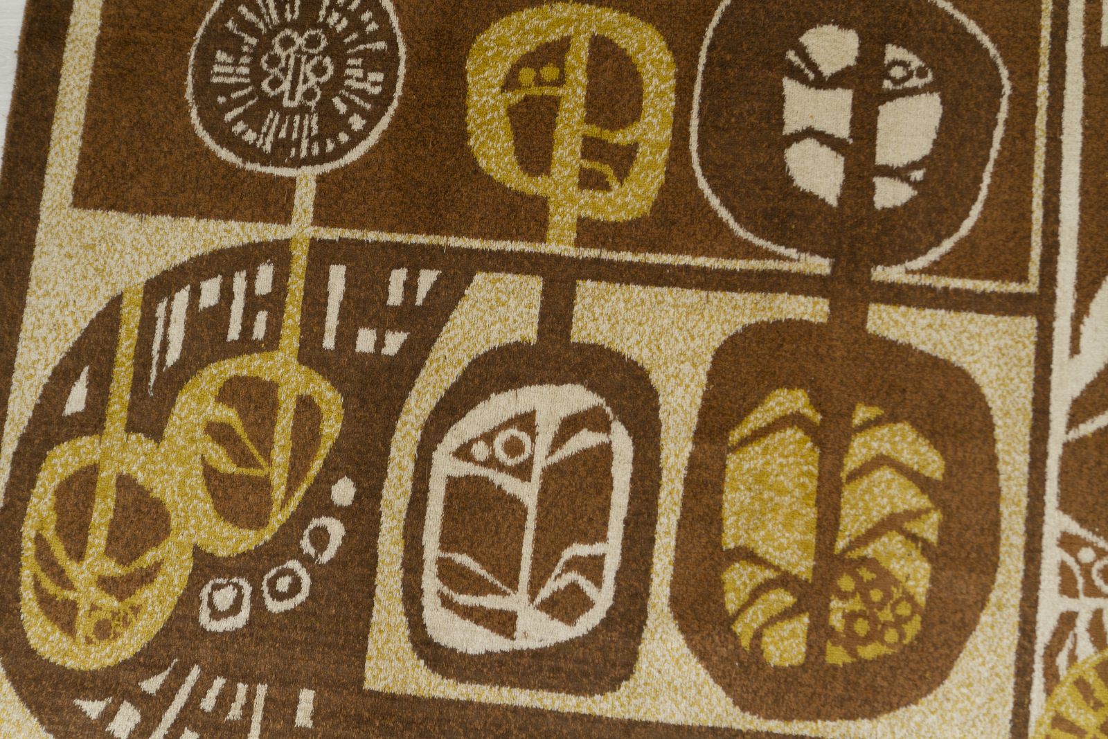 Abstract Modern Wall Tapestry In Brown & Gold, 1960s Vintage photo 285.0