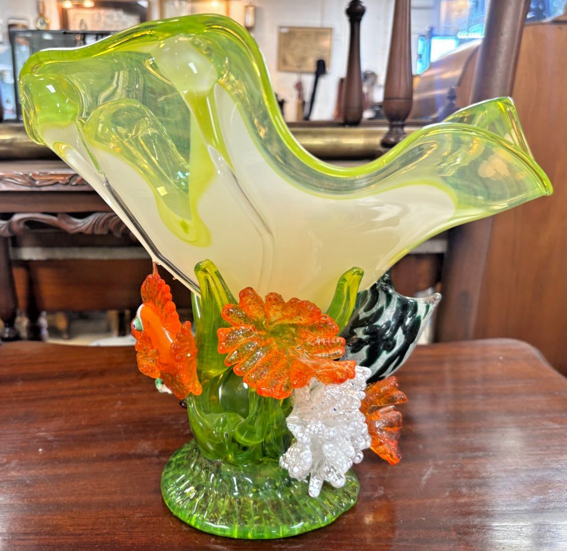 Stunning 2003 Tina Cooper Great Barrier Reef Collection Art Glass Vase/ Bowl photo vinterior