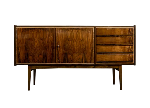 Mid Century High Gloss Walnut Sideboard By S. Albracht, Poland, 1972