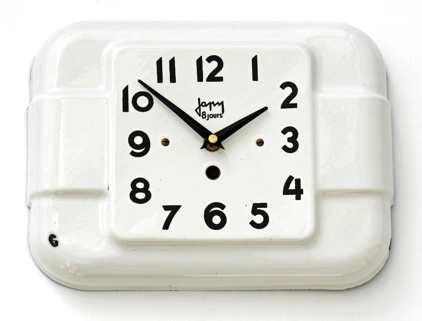 Vintage Japy Wall Clock   29cm French Enamel Metal Tin Retro Shabby Chic Art Deco Clock Toleware Gift Off The Wall Clocks