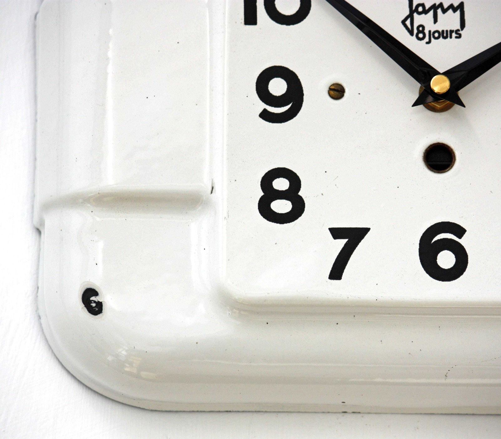 Vintage Japy Wall Clock   29cm French Enamel Metal Tin Retro Shabby Chic Art Deco Clock Toleware Gift Off The Wall Clocks photo Home Decor
